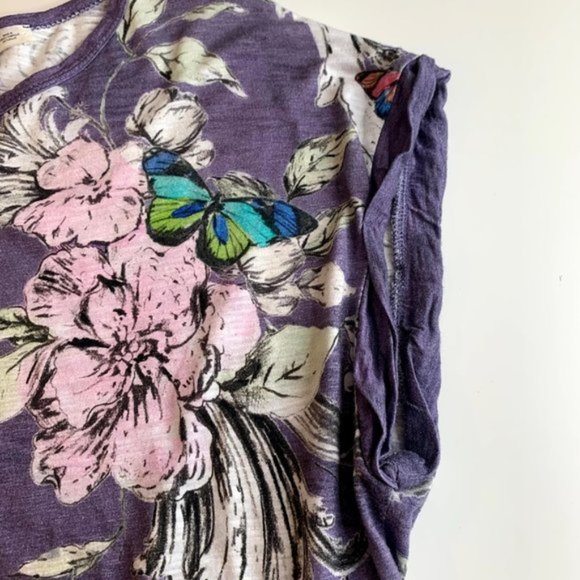 Anthropologie Postmark Butterfly & Flower Purple Tee - M - Picture 7 of 9